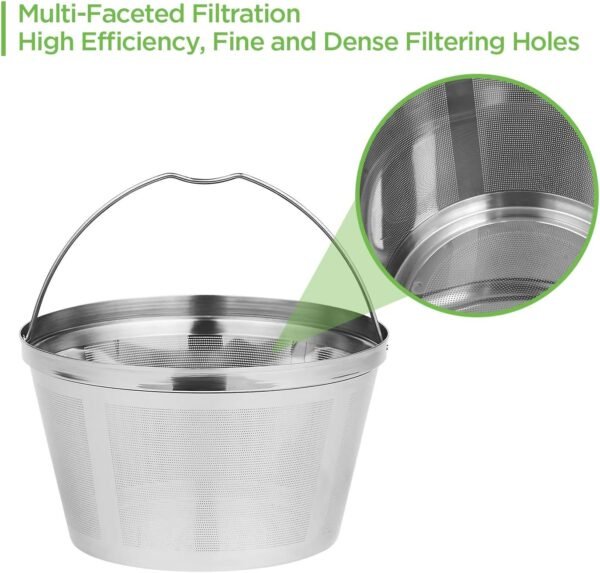 Reusable Coffee Filters 8-12 Cup Permanent Coffee Filters Basket Washable Compatible with Mr. Coffee Black & Decker Coffee Maker Filter Parts - Image 3