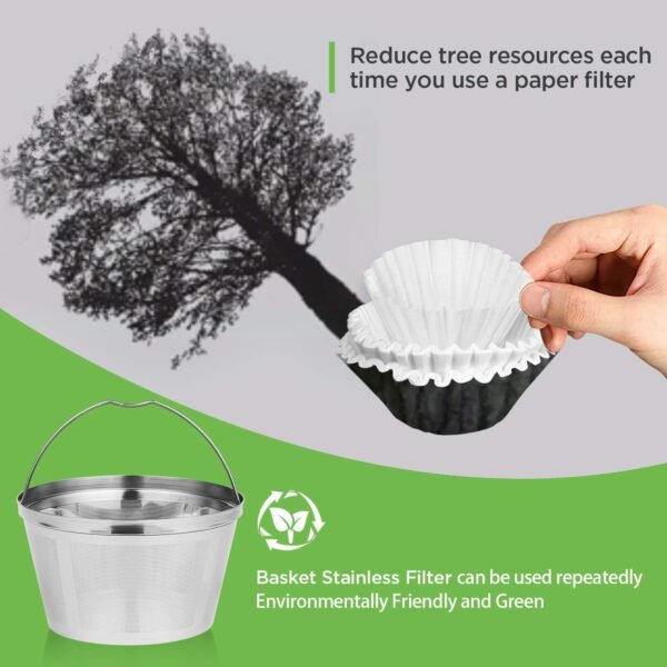 Reusable Coffee Filters 8-12 Cup Permanent Coffee Filters Basket Washable Compatible with Mr. Coffee Black & Decker Coffee Maker Filter Parts - Image 4