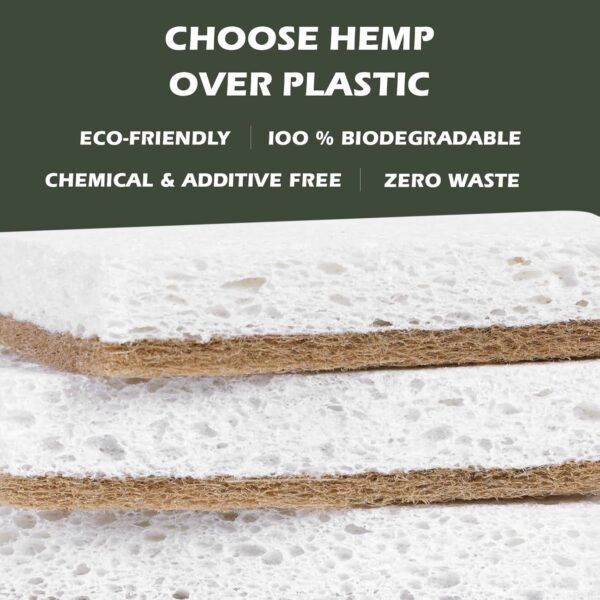 Plant-Based Kitchen Sponges - Natural, Eco-Friendly, Biodegradable Sisal Hemp Sponges for Dishes, Cleaning Sponge for Kitchen, Bathroom, Household - 24 Count - Image 3
