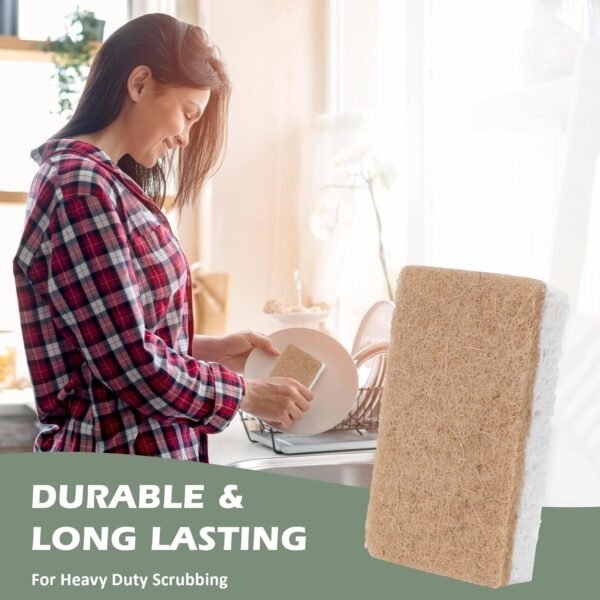Plant-Based Kitchen Sponges - Natural, Eco-Friendly, Biodegradable Sisal Hemp Sponges for Dishes, Cleaning Sponge for Kitchen, Bathroom, Household - 24 Count - Image 5