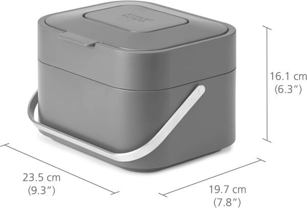 Joseph Joseph Intelligent Waste Compost Bin Food Waste Caddy with Odor Filter and Ventilation, 1 gallon / 4 liters, Graphite - Image 3