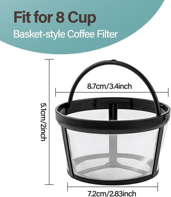 Prasacco Reusable Coffee Filters 4-8 Cup, Coffee Filter Basket Universal Coffee Filter Replacement Safety Nylon Mesh Reusable Coffee Filters for Mr. Coffee Makers and Brewers - Image 2