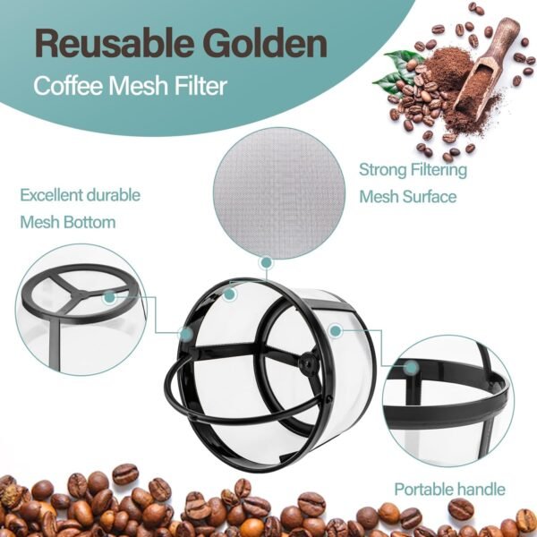 Prasacco Reusable Coffee Filters 4-8 Cup, Coffee Filter Basket Universal Coffee Filter Replacement Safety Nylon Mesh Reusable Coffee Filters for Mr. Coffee Makers and Brewers - Image 4