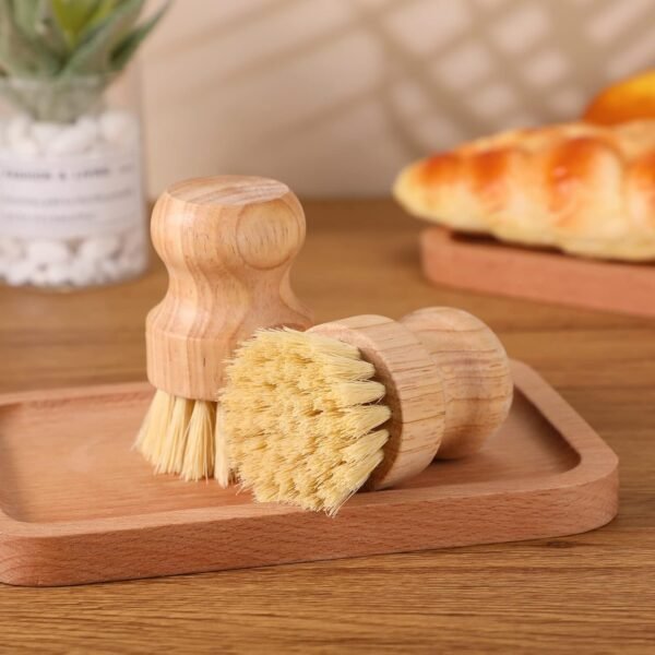 Nuenen 12 Packs Bamboo Dish Scrub Brushes Wooden Scrubbers Set Kitchen Dishwashing Scrubber with Natural Sisal Bristles for Iron Pot Pan Sink - Image 2