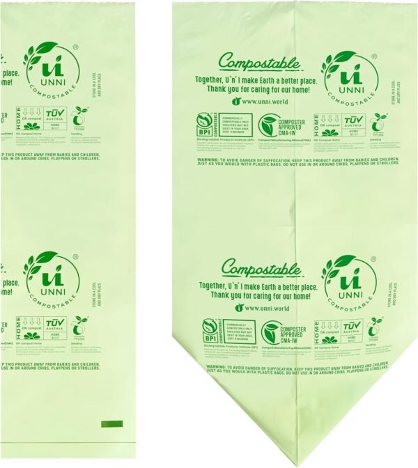 UNNI Compostable 4 Gallon Garbage Bags, 100 Bags Per Roll, Certified Biodegradable, Plant-Based, Ethical Choice for Environment - Image 3