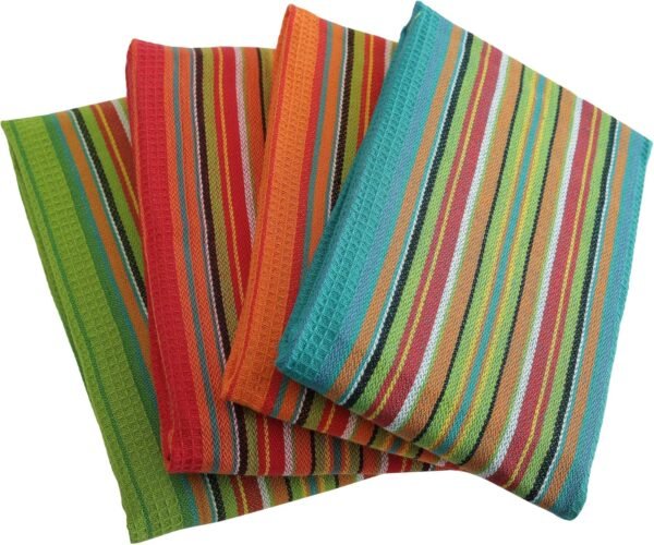 DG Collections Salsa Kitchen Towels, 100% Cotton Dish Towels for Kitchen, Set of 4 (16x28 Inches), Multi-Purpose Kitchen Essentials, Soft and Highly Absorbent Hand Towels, Waffle Design Tea Towels