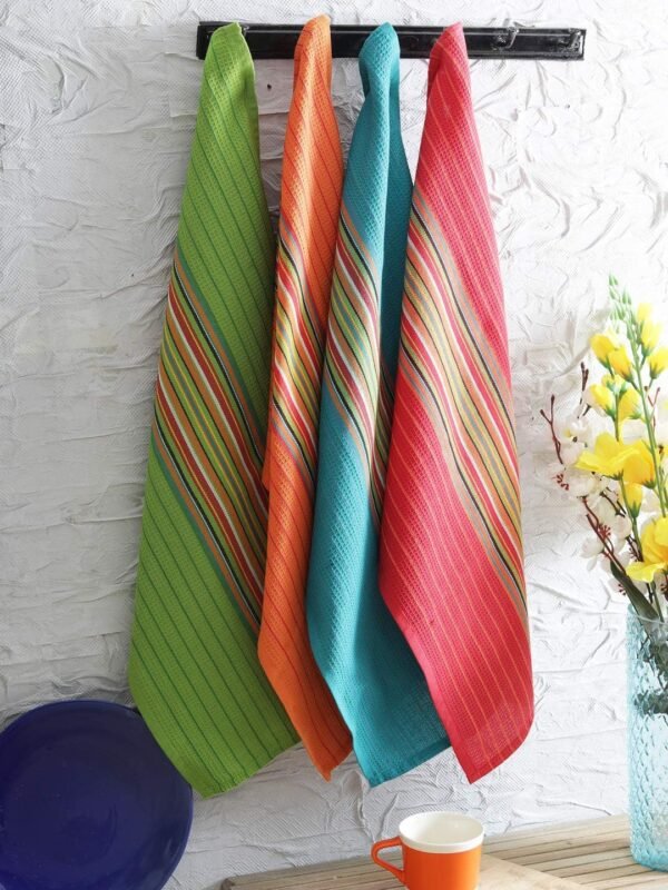 DG Collections Salsa Kitchen Towels, 100% Cotton Dish Towels for Kitchen, Set of 4 (16x28 Inches), Multi-Purpose Kitchen Essentials, Soft and Highly Absorbent Hand Towels, Waffle Design Tea Towels - Image 2