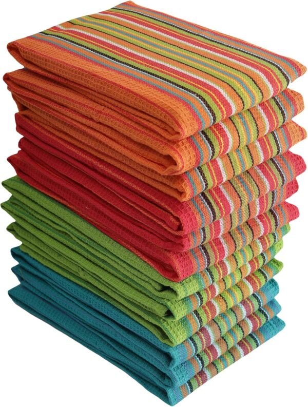 DG Collections Salsa Kitchen Towels, 100% Cotton Dish Towels for Kitchen, Set of 4 (16x28 Inches), Multi-Purpose Kitchen Essentials, Soft and Highly Absorbent Hand Towels, Waffle Design Tea Towels - Image 4