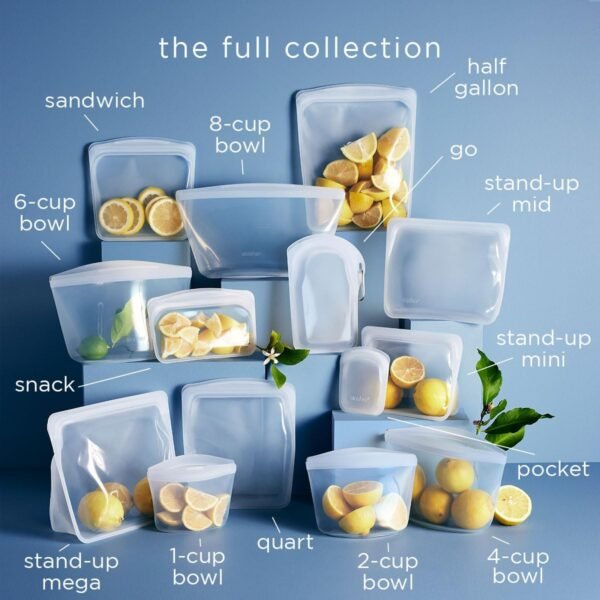 Stasher Premium Silicone Reusable Food Storage Bags, 6-Pack, Sea Spray | Multi-Use Food Storage Bags, Lunch Bag, Travel Containers | BPA Free, Leak-free, Dishwasher-Safe, Eco-friendly - Image 7