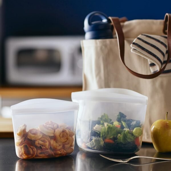 Stasher Premium Silicone Reusable Food Storage Bags, 4-Pack, Clear | Multi-Use Food Storage Bags, Lunch Bag, Travel Containers | BPA Free, Leak-free, Dishwasher-Safe, Eco-friendly - Image 7