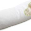 Bean Products Neck Roll Organic Kapok Pillow + Natural Org Case - 4" x 12" - Organic Cotton Zippered Shell - Made in USA
