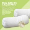Bean Products Neck Roll Organic Kapok Pillow + Natural Org Case - 4" x 12" - Organic Cotton Zippered Shell - Made in USA - Image 2
