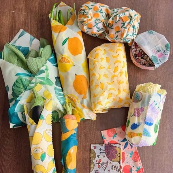 Beeswax Wraps Red Wave Wrapping Paper 3 PCS Set Reusable Beeswax Paper Food Wrap Reusable Wax Food Wrap for Bread - Image 6