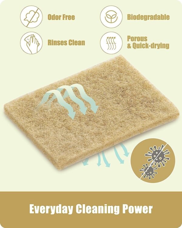 Natural Scouring Pads 24Pack, Non-Scratch Sisal Scrub Pads, Eco Friendly Scrubbers for Kitchen Cleaning, Dishes and Pots - Image 3