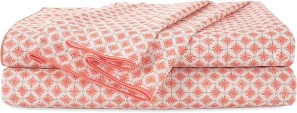 4-Piece EcoPure Full Size Sheets Set | 100% Organic Cotton Sheets | Comfort Washed Sheets | Cooling | Deep Pocket Bed Sheets | GOTS Certified | Orange