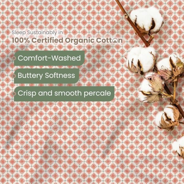 4-Piece EcoPure Full Size Sheets Set | 100% Organic Cotton Sheets | Comfort Washed Sheets | Cooling | Deep Pocket Bed Sheets | GOTS Certified | Orange - Image 5