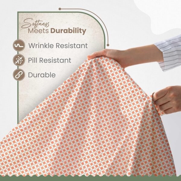 4-Piece EcoPure Full Size Sheets Set | 100% Organic Cotton Sheets | Comfort Washed Sheets | Cooling | Deep Pocket Bed Sheets | GOTS Certified | Orange - Image 6