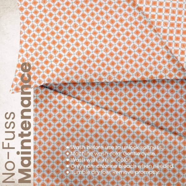 4-Piece EcoPure Full Size Sheets Set | 100% Organic Cotton Sheets | Comfort Washed Sheets | Cooling | Deep Pocket Bed Sheets | GOTS Certified | Orange - Image 9