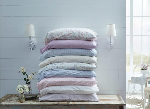 Shabby Chic® - King Sheets, Soft & Breathable Organic Cotton Bedding Set, Classic Style Home Decor with Ruffled Pillowcases (Gingham Blue, King) - Image 4