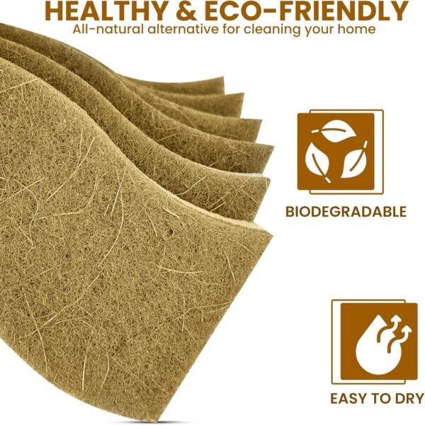Natural Kitchen Sponge –24-Pack Biodegradable Sponges for Dishes –Compostable Dish Washing Scrubbers – Eco Friendly Non-Scratch Cellulose & Coconut Husk Scrubber Sponges for Cleaning - Image 2
