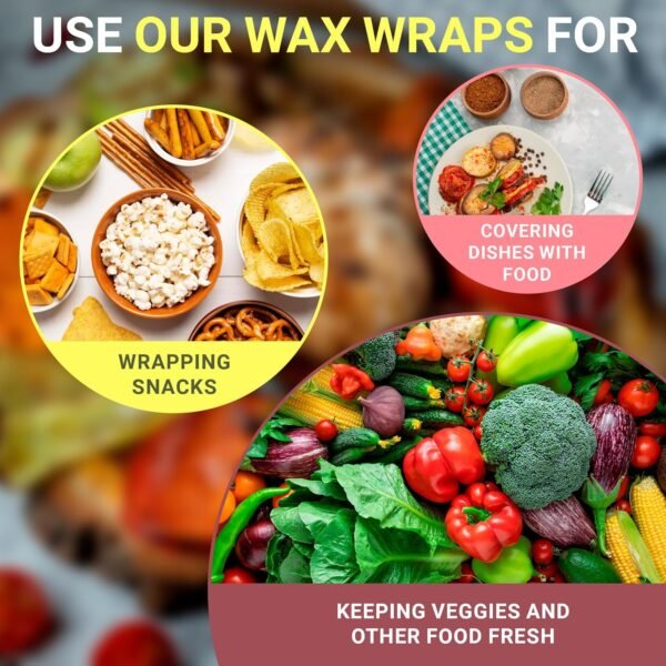 EZGOODZ Reusable Beeswax Food Wraps S, M, L. Pack of 3 Organic Reusable Beeswax Wrap with Animal Print. Washable Bee Wax Paper Food Wrap for Sandwiches, Bowls. Sturdy Beeswax Wraps for Food Reusable - Image 7