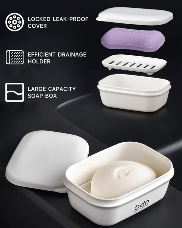Travel Soap Case, Leakproof Soap Container with Lid, Portable Bar Soap Holder for Traveling, Soap Dishe for Bathroom, Shower, Gym, School, Camping, Vacation, Outdoor (Pink) - Image 3
