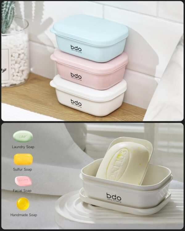 Travel Soap Case, Leakproof Soap Container with Lid, Portable Bar Soap Holder for Traveling, Soap Dishe for Bathroom, Shower, Gym, School, Camping, Vacation, Outdoor (Pink) - Image 4