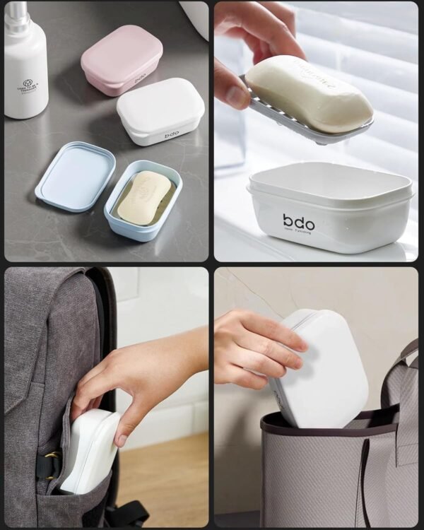 Travel Soap Case, Leakproof Soap Container with Lid, Portable Bar Soap Holder for Traveling, Soap Dishe for Bathroom, Shower, Gym, School, Camping, Vacation, Outdoor (Pink) - Image 6