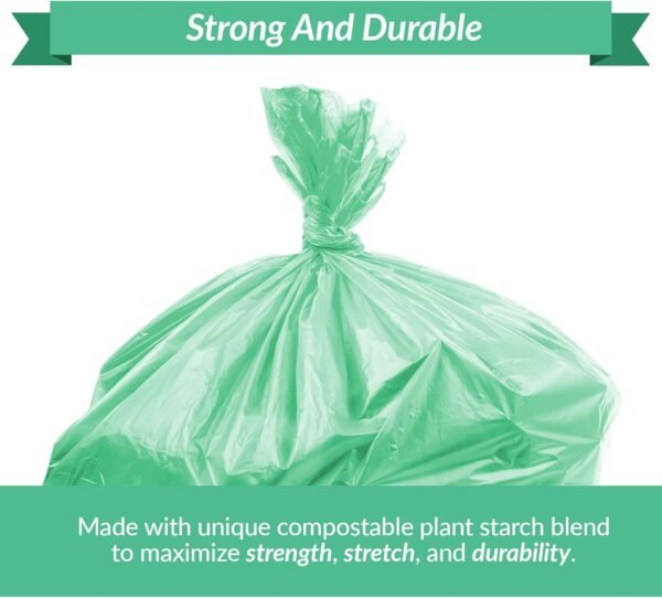 Reli. Compostable 6-8 Gallon Trash Bags | 100 Count | ASTM D6400 | Green | Eco-Friendly | For Compost - Image 3