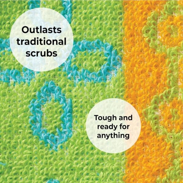 Skoy Scrub, 2-pack Reusable, Non-Scratching Dish Scrubber for Kitchen and Household Cleaning, Planet-Friendly, Dishwasher Safe Soft Scrub, Assorted Colors and Designs - Image 5