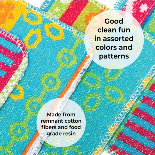 Skoy Scrub, 2-pack Reusable, Non-Scratching Dish Scrubber for Kitchen and Household Cleaning, Planet-Friendly, Dishwasher Safe Soft Scrub, Assorted Colors and Designs - Image 6