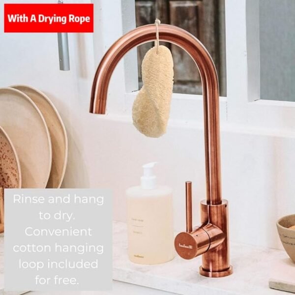 Loofah Sponge Dishwashing Brush,5-Piece Set,Suitable for Kitchen Cleaning dishwashing and Bathroom Cleaning Soft and Natural luffa,100% Plastic-Free Loofah,Plant-Based Dishwashing Scrubber - Image 6