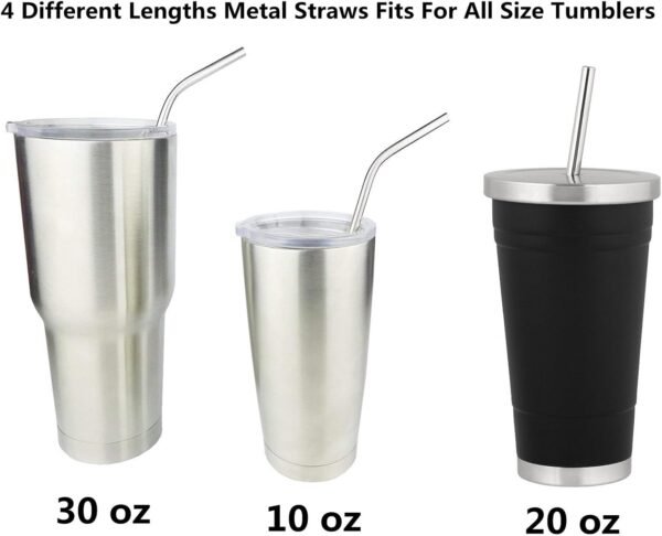 Reusable Stainless Steel Drinking Straws, 20 Pcs 4 Size - 6.3'' 7.1'' 8.5'' 10.5'', BPA Free Long Short Smoothie Drinking Curved Bent Straws with 2 Brushes and Carry Bag, Fit for 10/20/30 oz Tumblers - Image 6