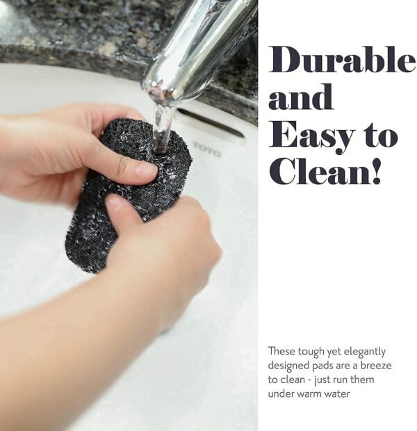 myHomeBody Soap Saver, Soap Lifting Pads for Soap Dish, Multi-Directional Weave, Efficient Draining Soap Bar Holder for Shower, 6 Piece Set – 3 Black, 3 White - Image 6