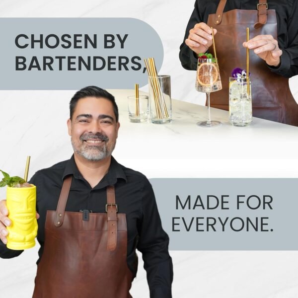 A Bar Above Stainless Steel Straws for Frozen Drinks & Boba Tea – 6 Short & 6 Long Metal Straws Reusable Set w/Straw Cleaner Brush – Reusable Straws for Drinking & Stirring – Cocktail Straws - Image 7
