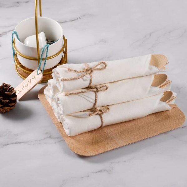 Pre rolled Bamboo Cutlery Set, 50pack Wrapped Bamboo Utensils/Disposable Silverware/Compostable Utensils (50 Forks, 50 Spoons, 50 Knives, 50 Napkins) Party supplies,Picnic, Wedding(50) - Image 4