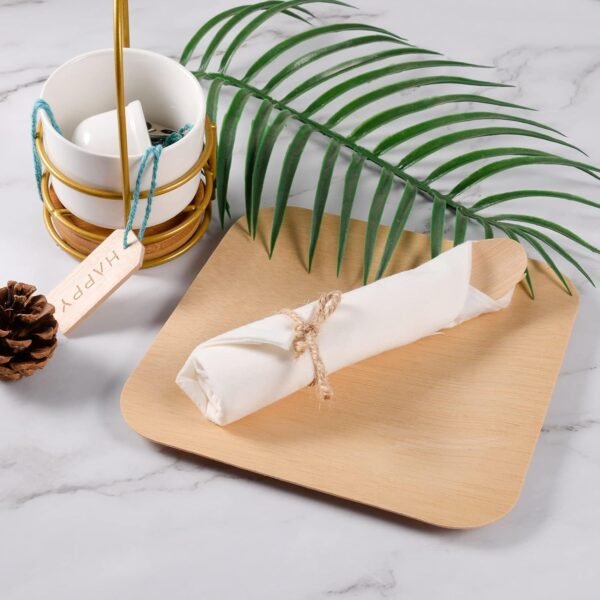 Pre rolled Bamboo Cutlery Set, 50pack Wrapped Bamboo Utensils/Disposable Silverware/Compostable Utensils (50 Forks, 50 Spoons, 50 Knives, 50 Napkins) Party supplies,Picnic, Wedding(50) - Image 5