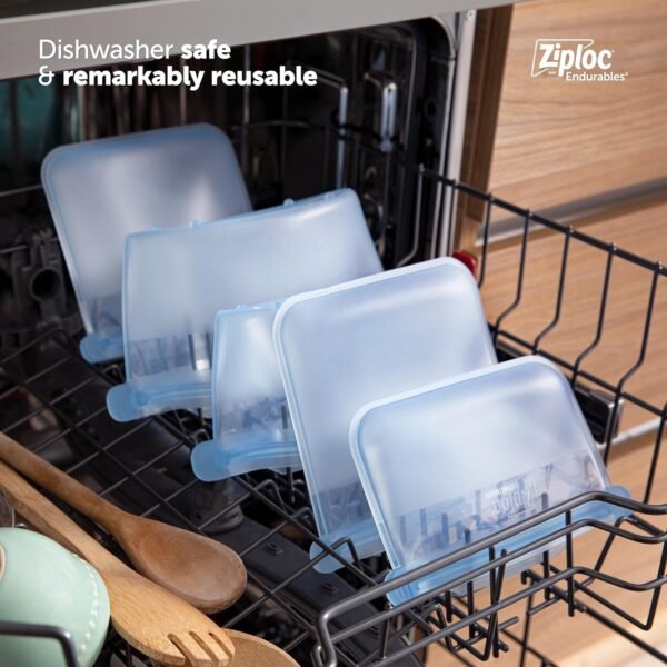 Ziploc Endurables Small Container, 2 Cups, Reusable Silicone Bags and Food Storage Meal Prep Containers for Freezer, Oven, and Microwave, Dishwasher Safe, 2 Pack - Image 6