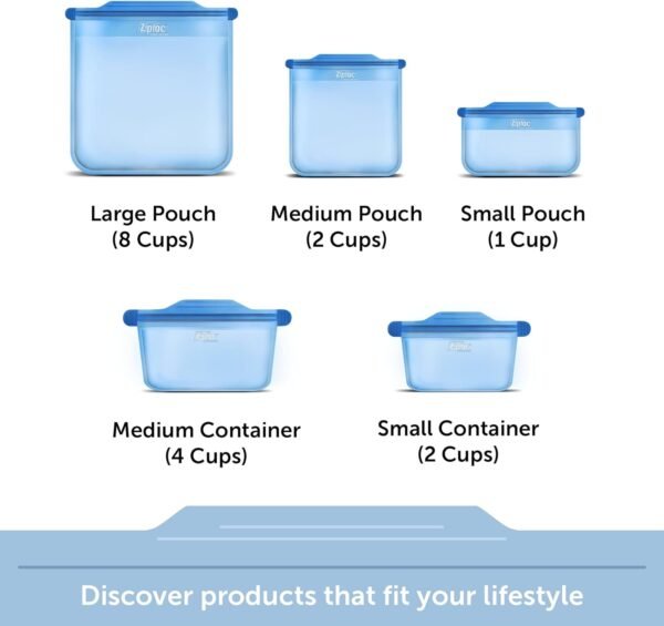 Ziploc Endurables Small Container, 2 Cups, Reusable Silicone Bags and Food Storage Meal Prep Containers for Freezer, Oven, and Microwave, Dishwasher Safe, 2 Pack - Image 9