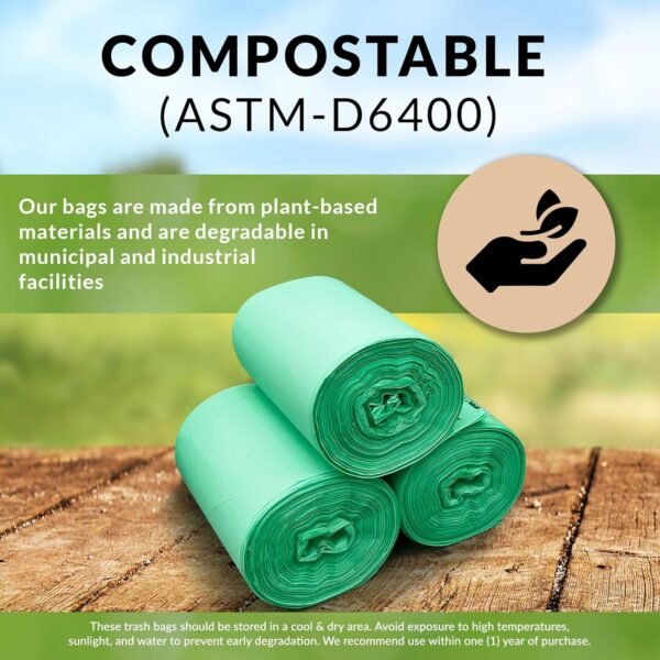Reli. Compost Bags 3 Gallon (150 Count) | ASTM D6400 | Compostable Trash Bags for Food Scraps | Small Compost Bags for Kitchen Compost Bin/Countertop Bin | Green, Eco Bags for Food Waste, 3 Gal - Image 4