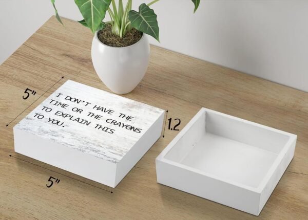 Feehiget Lunch Will Be Back Soon! Wood Box Sign Decor Desk Sign Rustic Home Shelf Wall Decoration Grad Gift 5 X 5 Inches