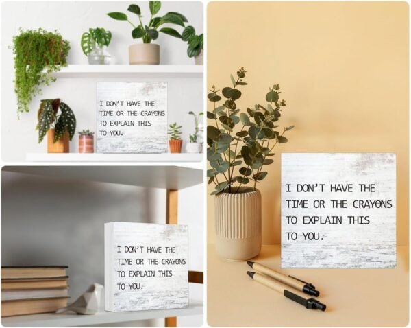Feehiget Lunch Will Be Back Soon! Wood Box Sign Decor Desk Sign Rustic Home Shelf Wall Decoration Grad Gift 5 X 5 Inches - Image 2