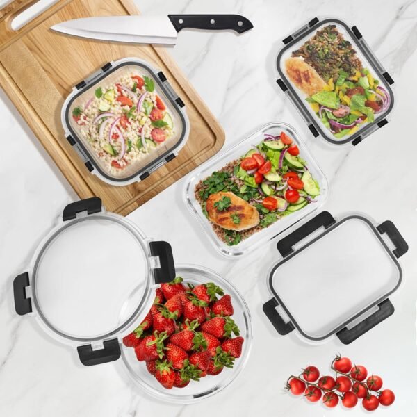 Sorbus Glass Meal Prep Containers, Dishwasher and Oven Safe Reusable Meal Prep Containers, Freezer Safe Glass Food Storage Containers with Airtight Lids - Image 3