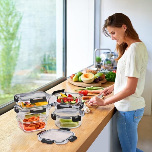 Sorbus Glass Meal Prep Containers, Dishwasher and Oven Safe Reusable Meal Prep Containers, Freezer Safe Glass Food Storage Containers with Airtight Lids - Image 4