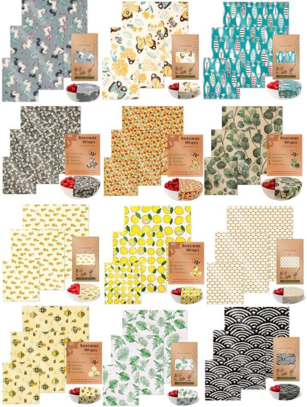 Multipurpose Beeswaxs Food Wraps Set Of 3 Reusable Sturdy Cotton Storage Sheets Home Accessory For Kitchen Freshness - Image 3