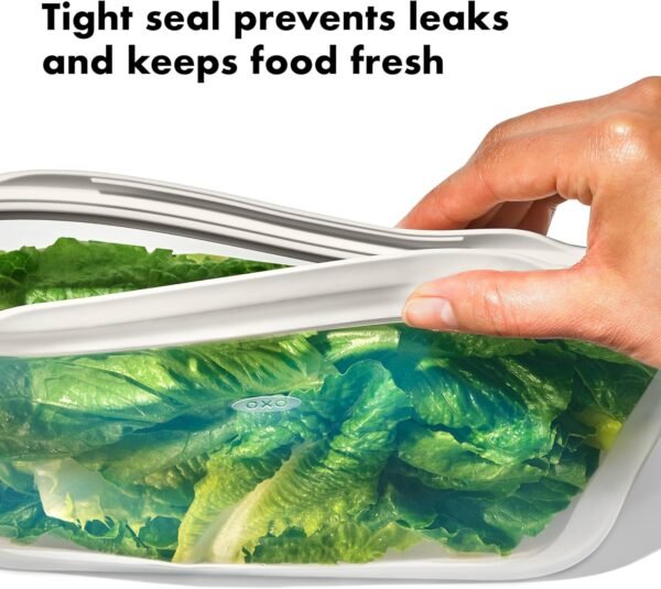 OXO Good Grips Silicone Reusable Bags – 4 Piece Lunch Set - Oat/Lagoon - Image 7