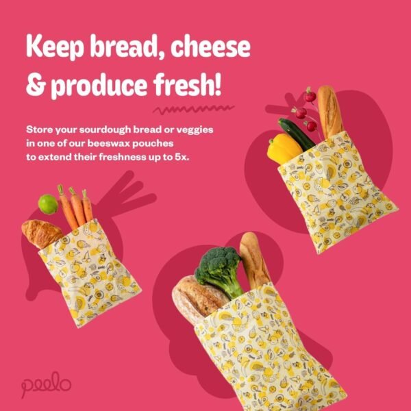 PEELO Beeswax Food Wrap Bag, Bee Wrap Sustainable Food Storage Wraps, Beeswax Bags Reusable, Beeswax Wraps for Food Reusable, Abstract Design, Medium - Image 5