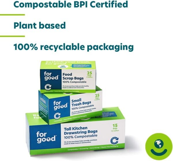 Compostable 4 Gallon Small Biodegradable Bin Liner – Extra Strong, Tear and Leak Resistant Trash Bags, 4 Gallon - Image 3