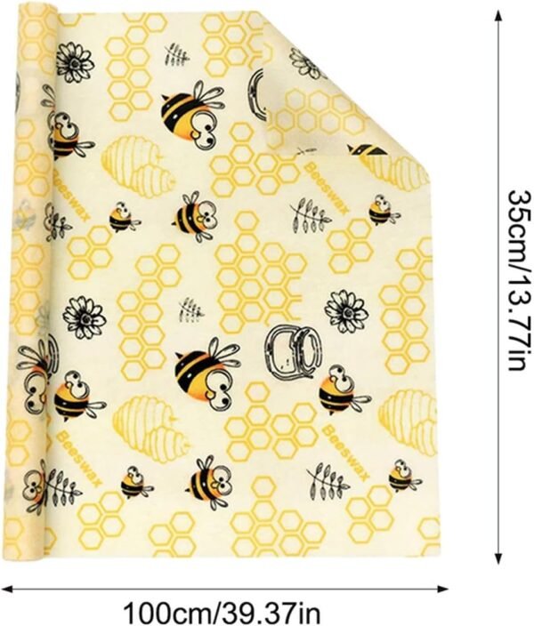 Reusable Beeswax Wrap 13'' x 40'' Food Wrappers Cotton Bread Sandwich Wrapper for Kitchen Storage Gifts with Cute Patterns (Honey) - Image 2