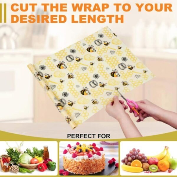 Reusable Beeswax Wrap 13'' x 40'' Food Wrappers Cotton Bread Sandwich Wrapper for Kitchen Storage Gifts with Cute Patterns (Honey) - Image 3